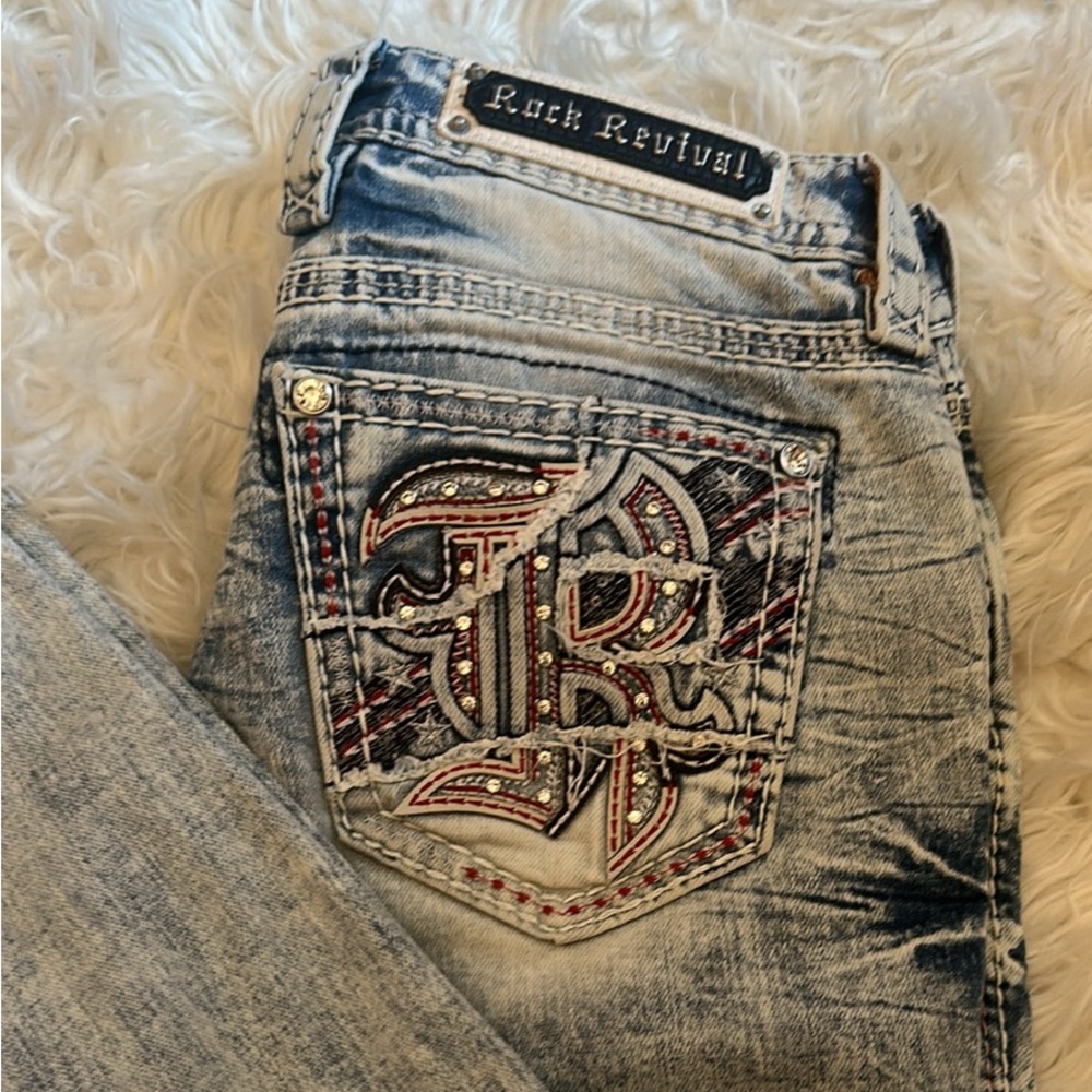 Rock Revival Light Blue Embroidered Jeans